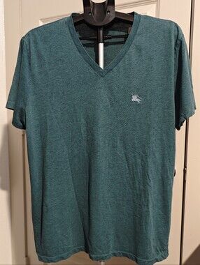 Burberry Brit Men's Short Sleeve V-Neck T-shirt Teal Color Size XXL